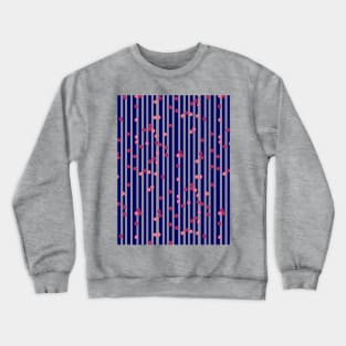 Stripes, Dots - Blue and Grey Crewneck Sweatshirt